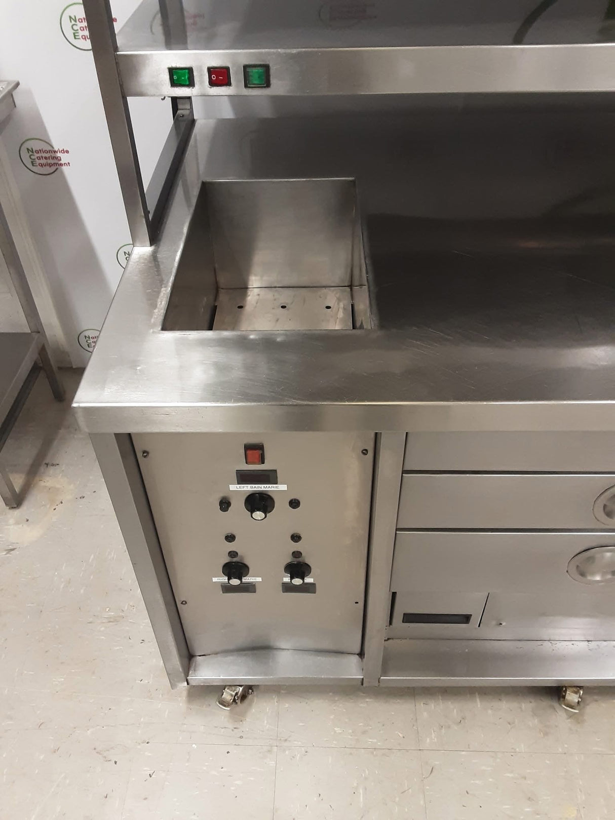 Stainless Steel Hotcupboard / Warming Drawers / Bain Marie / Three Heated Tier Chef's Pass - Three Phase (NCE5196)