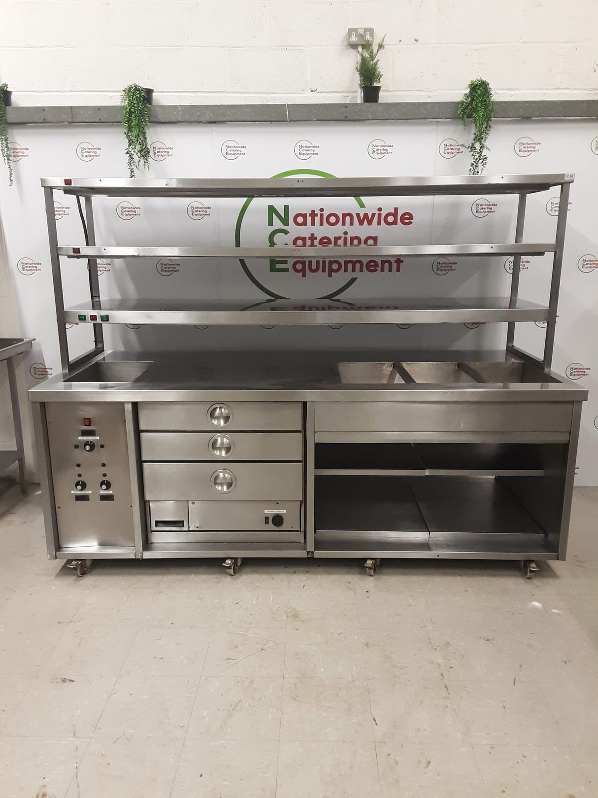 Stainless Steel Hotcupboard / Warming Drawers / Bain Marie / Three Heated Tier Chef's Pass - Three Phase (NCE5196)
