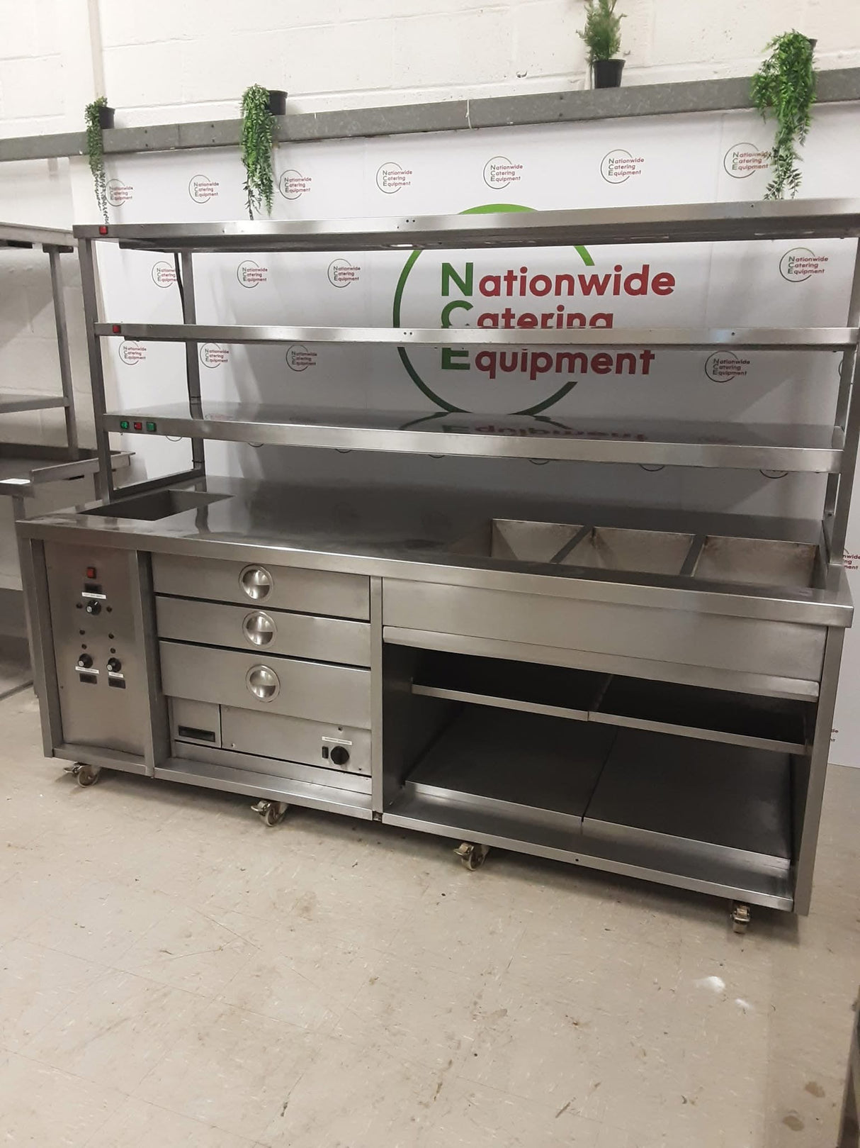 Stainless Steel Hotcupboard / Warming Drawers / Bain Marie / Three Heated Tier Chef's Pass - Three Phase (NCE5196)