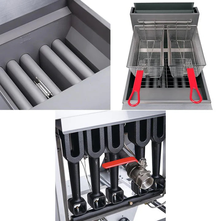 Hamoki Large Single Tank, Double Basket Natural Gas Fryer (NCE5853)