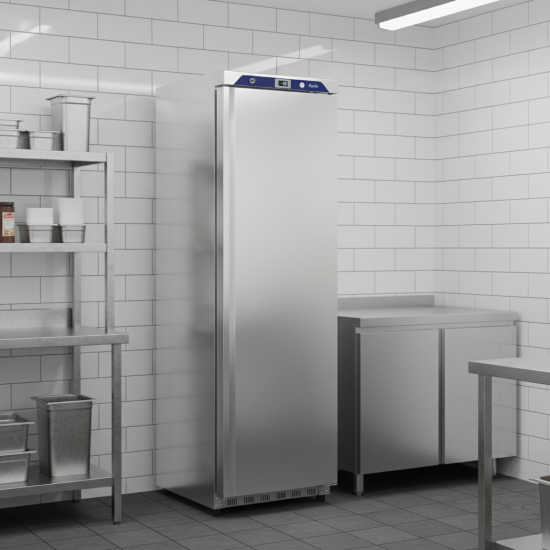 Prodis Stainless Steel Single Upright Fridge, Capacity- 341L, Model- HC410RSS. Delivery Included
