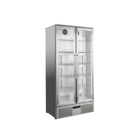 Prodis Double Door Upright Stainless Steel Low Energy Bottle Cooler, Model-NT20ST-LE. Delivery Included