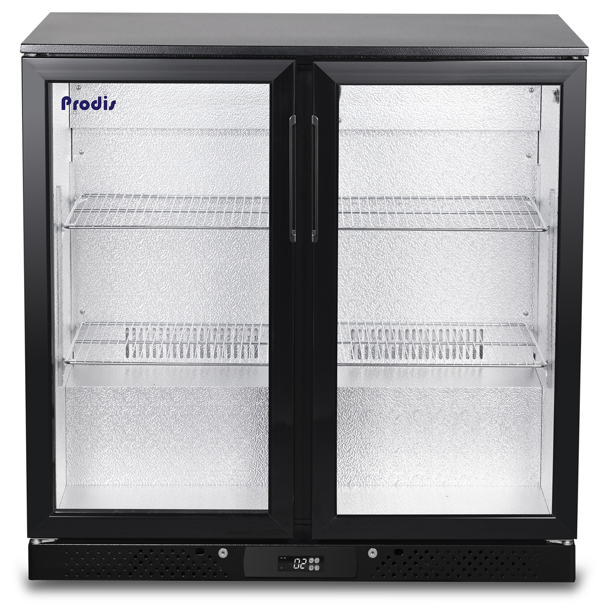Prodis Double Hinged Door Low Energy Black Bottle Cooler, Model- NT2BH-LE. Delivery Included