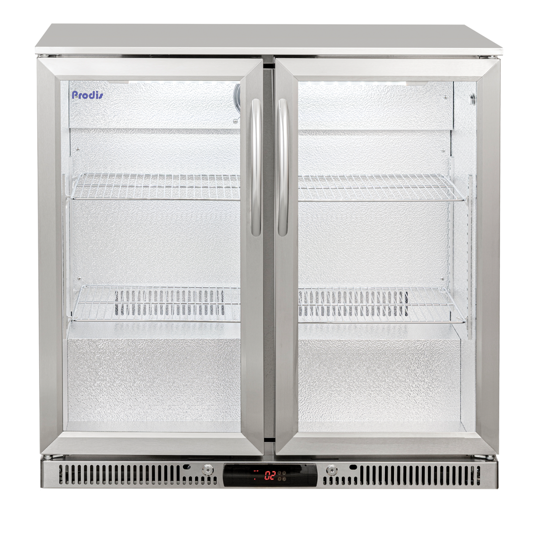 Prodis Low Energy Stainless Steel Double Hinged Door Bottle Cooler, Model-NT2ST-LE. Delivery Included