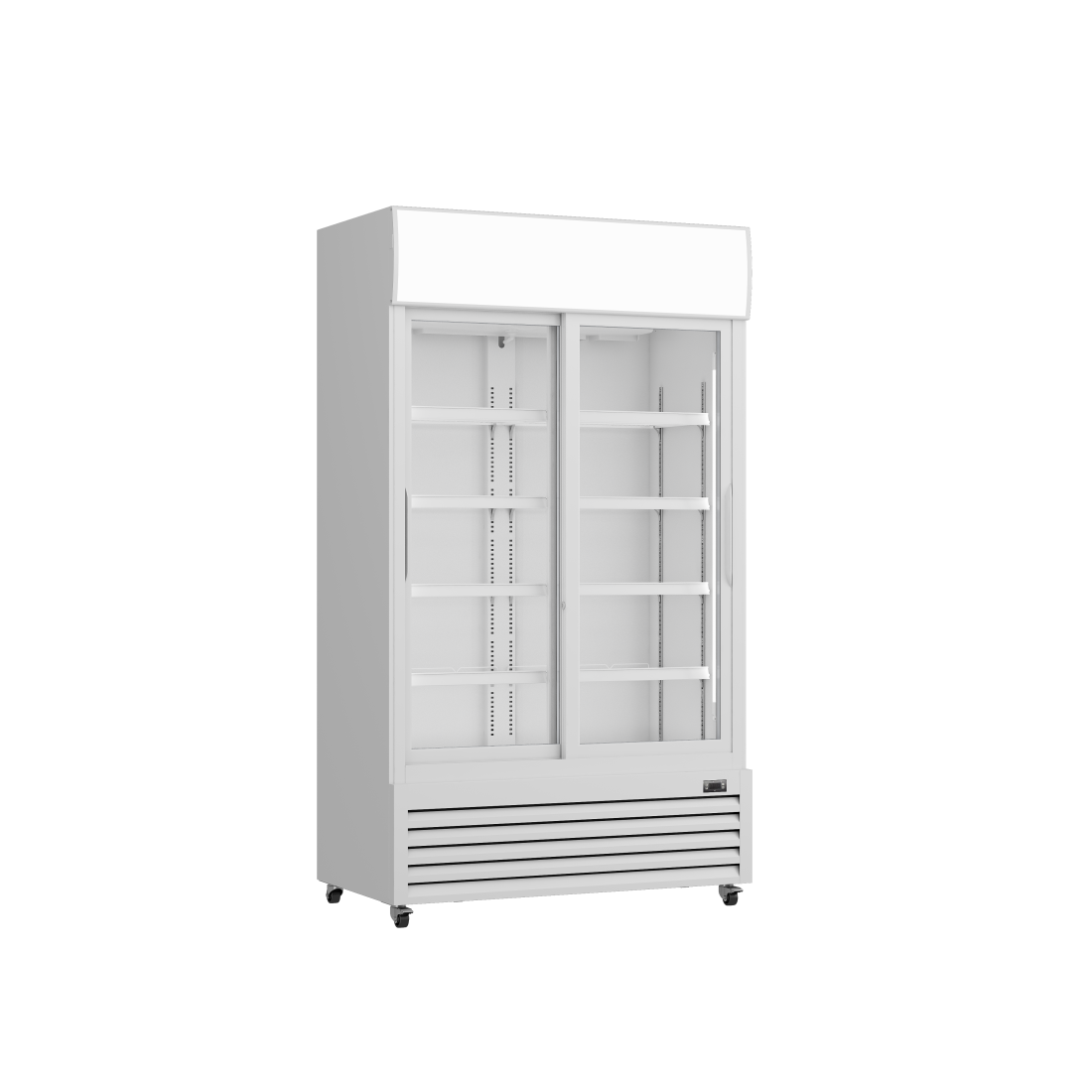 Prodis White Double Sliding Door Tall Shop Fridge, Model-XD701S. Delivery Included