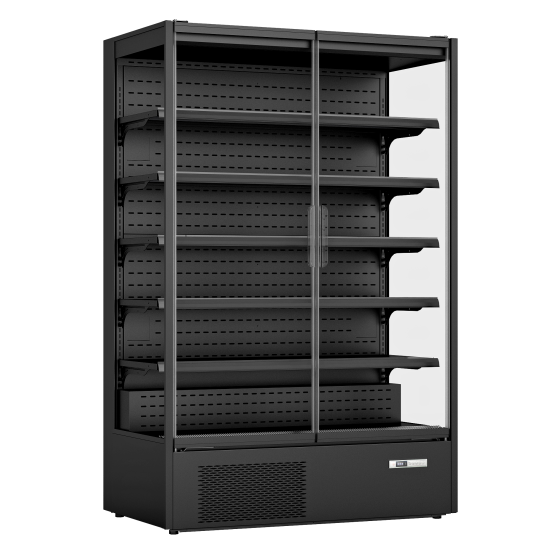 Prodis 131cm/Two Door Panoramic Frameless Glass Door Black Mulitdeck Display Fridge, Model- XMD1250-P-FGD-K. Delivery Included