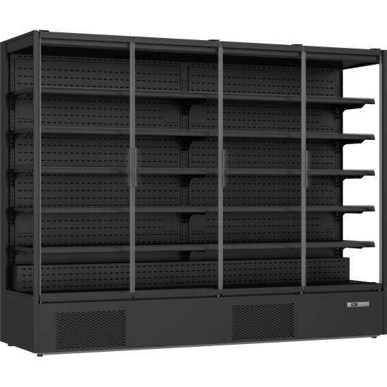 Prodis 256cm/Four Door Panoramic Frameless Glass Door Multideck -Black, Model- XMD2500-P-FGD-K. Delivery Included