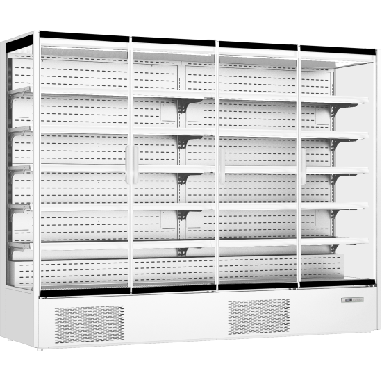 Prodis 257cm/Four Door Panoramic Frameless Glass Door Multideck -White, Model- XMD2500-P-FGD-W. Delivery Included
