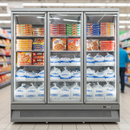 Prodis Heavy Duty, Low Energy Triple Door Display Freezer, Model- XPD1850-N-G-LE. Delivery Included