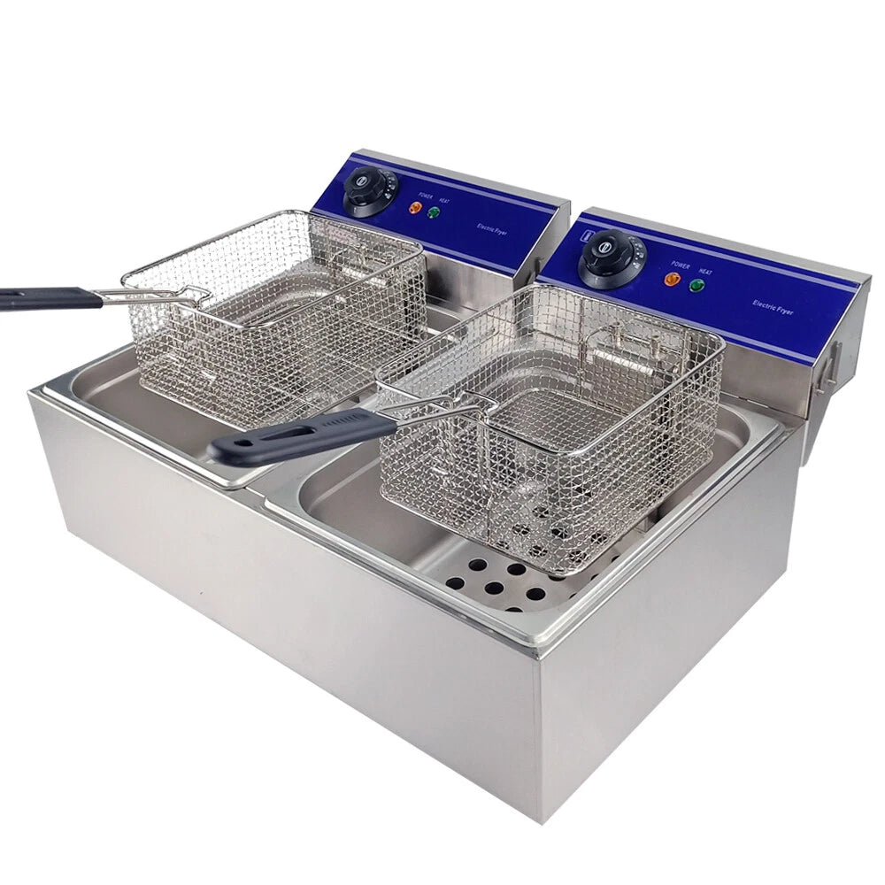 Genesis Catering Equipment Tabletop 13amp Electric 10L Twin Tank Fryer, Model- DL-20B (NCE6585)
