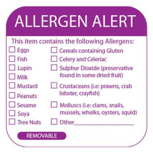 Food Allergy Labels (x500 Per Roll) (NCE3184)