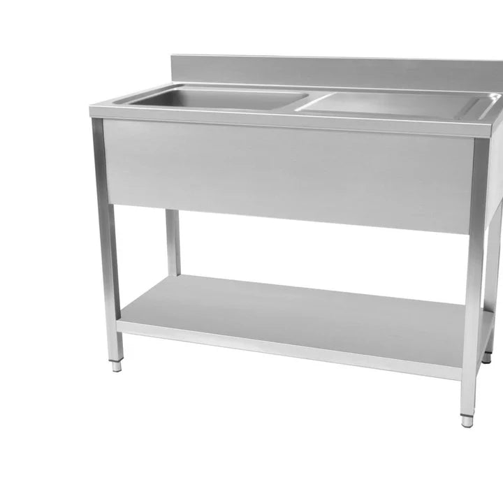 Hamoki Stainless Steel Single Sink, With Mixer Taps, Right Hand Drainer 120x60cm (NCE4249)