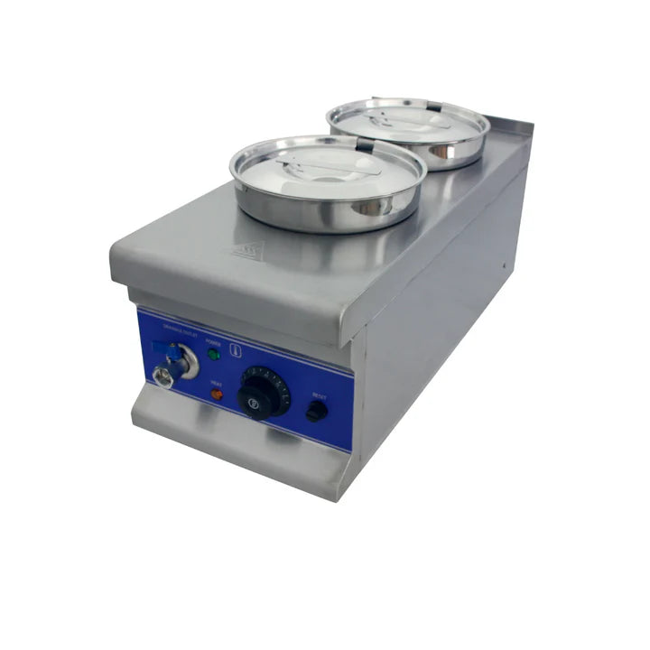 Hamoki Two 4L Round Pot Wet Bain Marie, 13amp Electric with Drain Tap, Model- BM-4X2 (NCE4283)