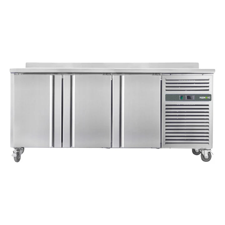 Hamoki Three Door Counter Fridge with Upstand, 418L Capacity, Model- GN3200TN