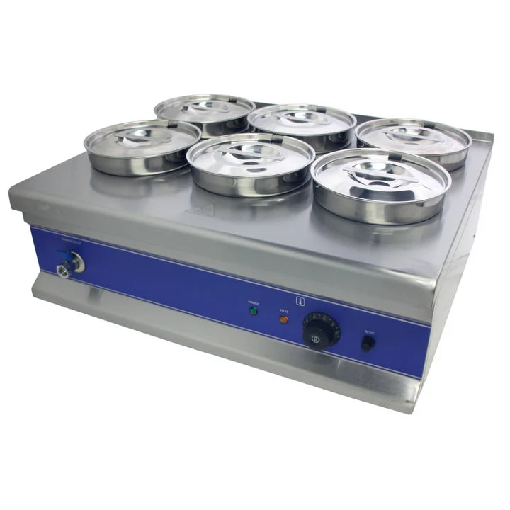 Hamoki Six Round Pot Tabletop Electric Wet Bain Marie With Tap, Model- BM6X4 (NCE4371)