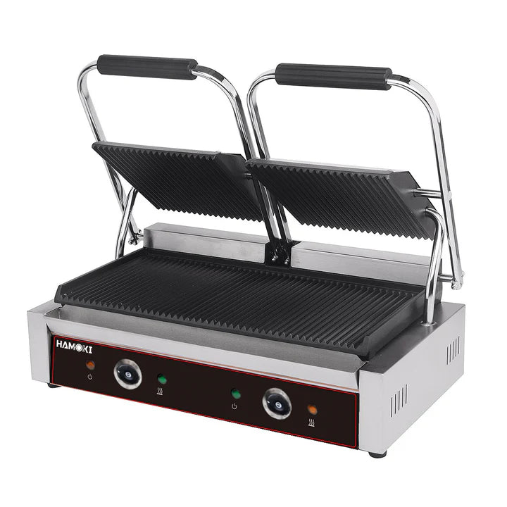 Hamoki Double Ribbed Panini/Contact Grill (NCE4166)