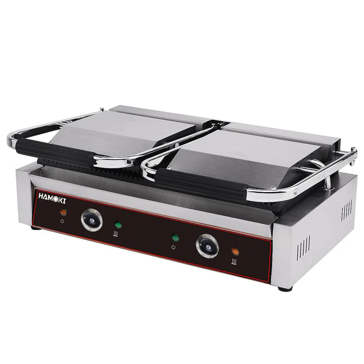 Hamoki Double Ribbed Panini/Contact Grill (NCE4166)