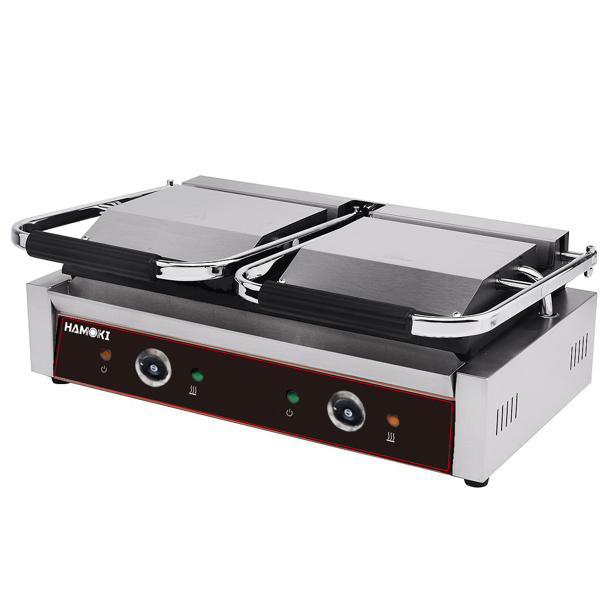 Hamoki Double Panini/Contact Grill- Flat Bottom/Ribbed Top (NCE4442)