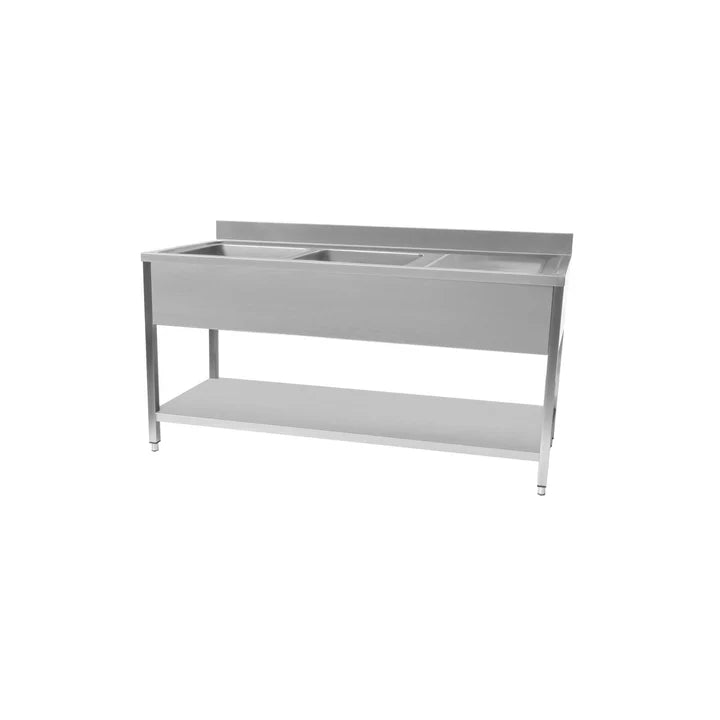 Hamoki Stainless Steel Double Sink, Right Hand Drainer, Tap Included, 180x60cm (NCE5487)