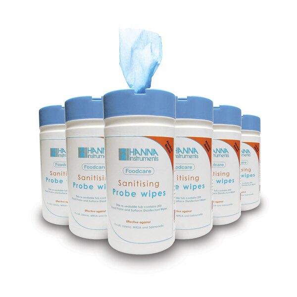 Hanna Anti-Bacterial Probe Wipes (200 Per Tub) NCE5335