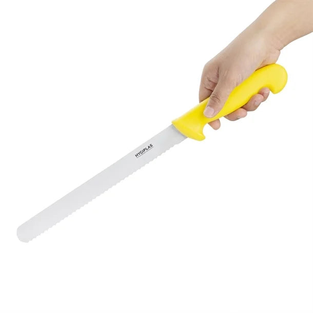 Hygiplas 25cm Yellow Serrated Slicer Knife (NCE5348)