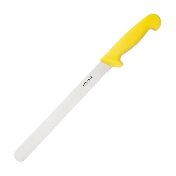 Hygiplas 25cm Yellow Serrated Slicer Knife (NCE5348)