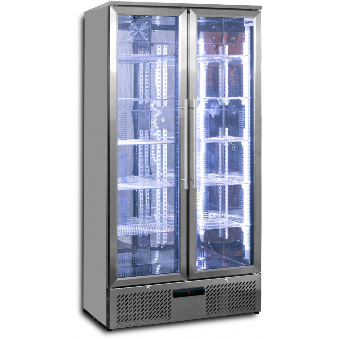 Prodis Double Hinged Door Stainless Steel Finish Upright Bottle Cooler,Model- NT20ST-HC. Delivery Included