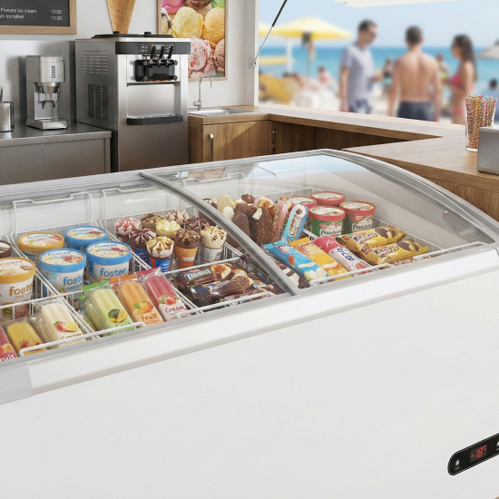 Prodis Curved Glass Display Freezer, 546L/182cm, Model- NVC5. Delivery Included