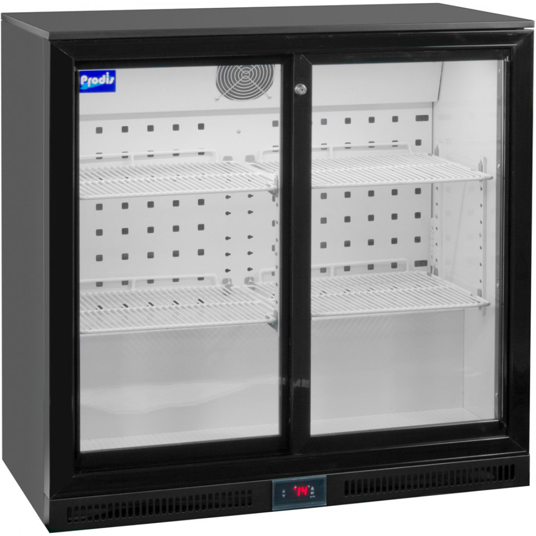 Prodis Double Sliding Door Black Bottle Cooler, Model- NT2BS-HC. Delivery Available
