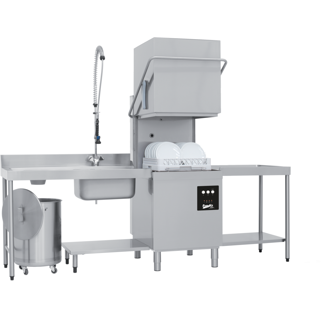 Prodis Pass-Through/Hood Dishwasher, Entry-Level/Electromechincal, 50cm Basket, 1ph/30amp, Gravity Drain, Model-JET100. Delivery Included