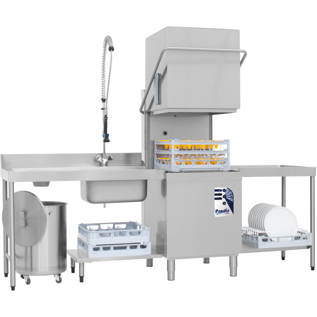 Prodis Heavy Duty Pass-Through/Hood Dishwasher, 50cm Basket, Air Break Tank, Gravity Drain, Single Phase, Model- T1215BT. Delivery Included