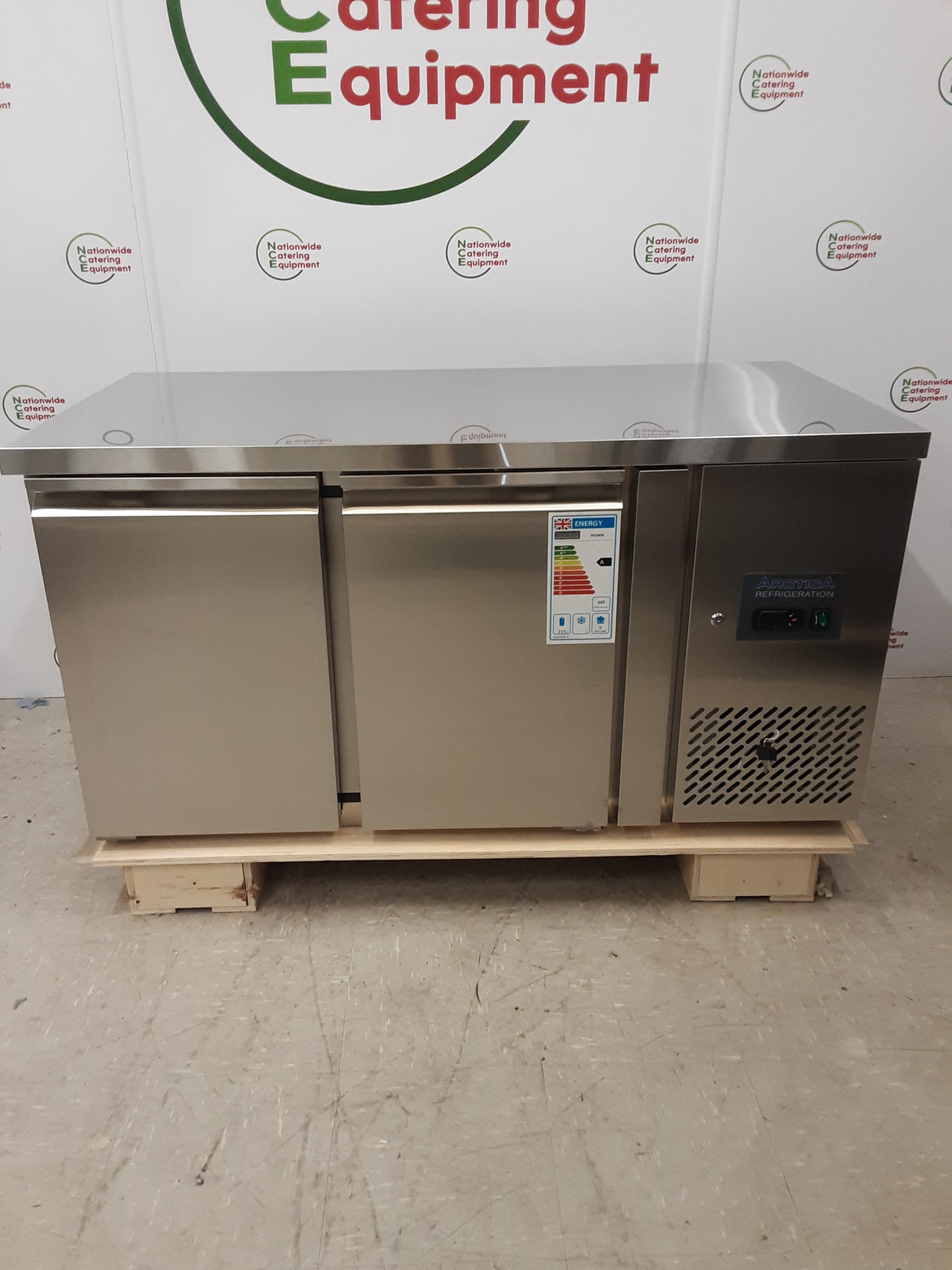 Arctica 2 Door Counter Fridge, 136cm, Model- HED496. Includes Delivery (NCE1783)