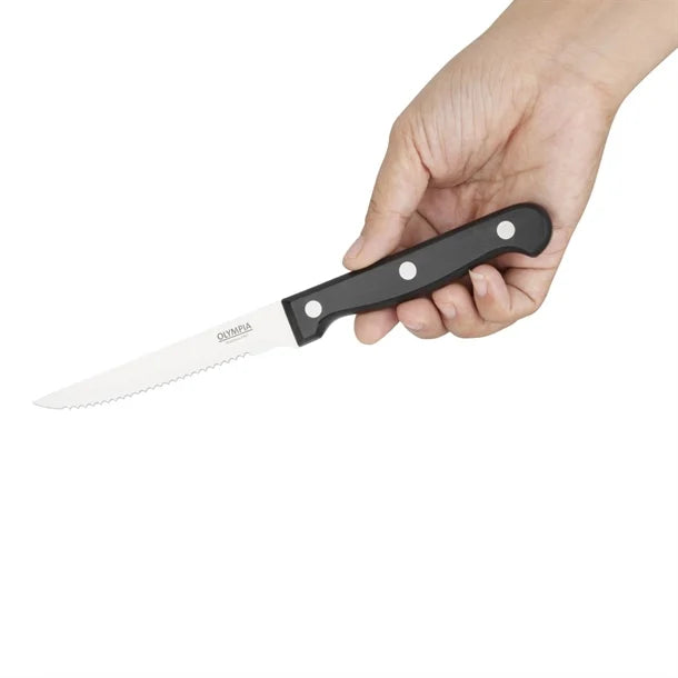 Steak Knives - Serrated (x12) Olympia Black Handle (NCE3135)