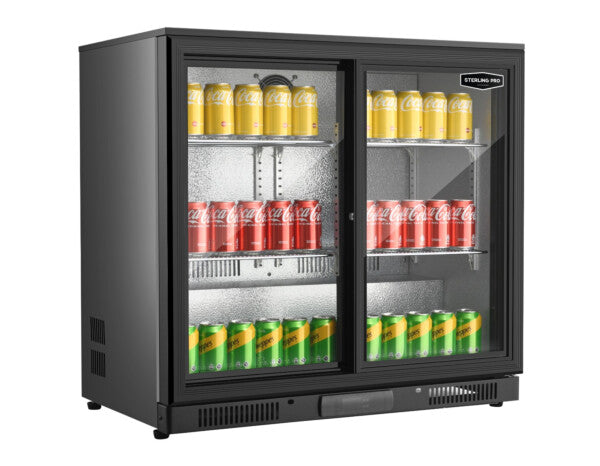 EX-DISPLAY CLEARANCE-Sterling Pro Two Sliding Door Bottle Cooler, Model-SP2HC-BS (NCE4620)
