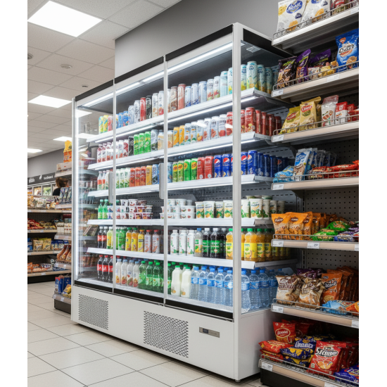 Prodis 194cm/Three Door Panoramic Frameless Glass Door Multideck -White, Model-XMD1875-P-FGD-W. Delivery Included