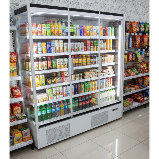 Prodis 194cm/Three Door Panoramic Frameless Glass Door Multideck -White, Model-XMD1875-P-FGD-W. Delivery Included