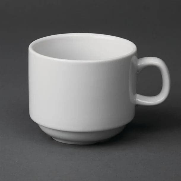 Stacking Tea Cups (x12) Olympia Whiteware (NCE3114) — image 1