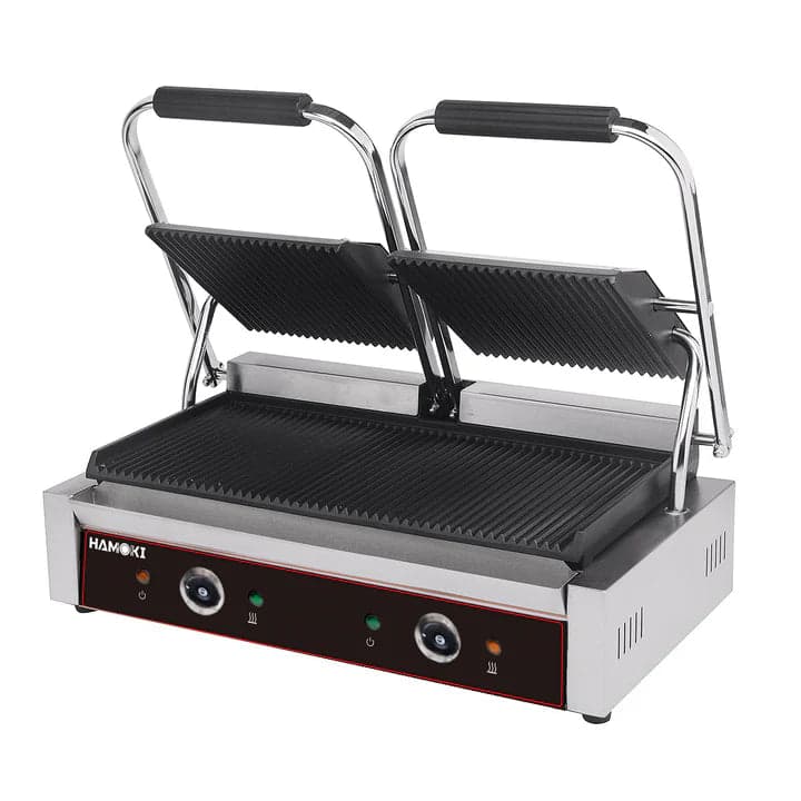 Hamoki Double Ribbed Panini/Contact  Grill (NCE4166)