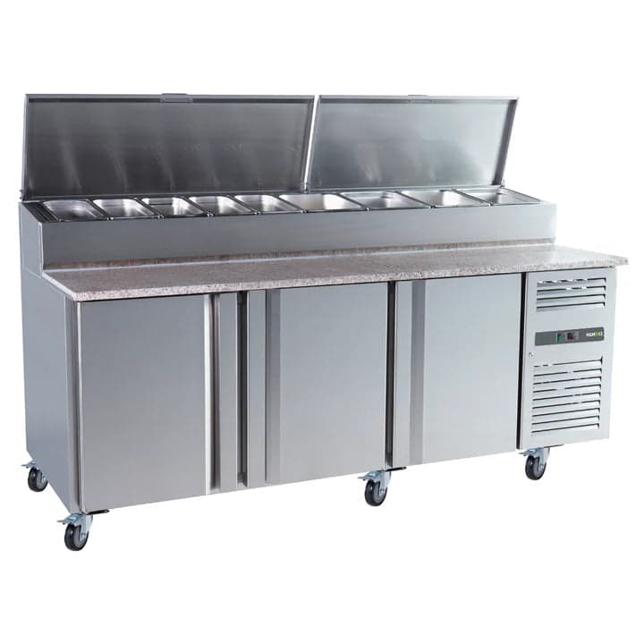 Hamoki Three Door Counter Fridge, Granite Worktop, Pizza/Sandwich Opening, Model SH3000/800M (NCE5259) — image 1