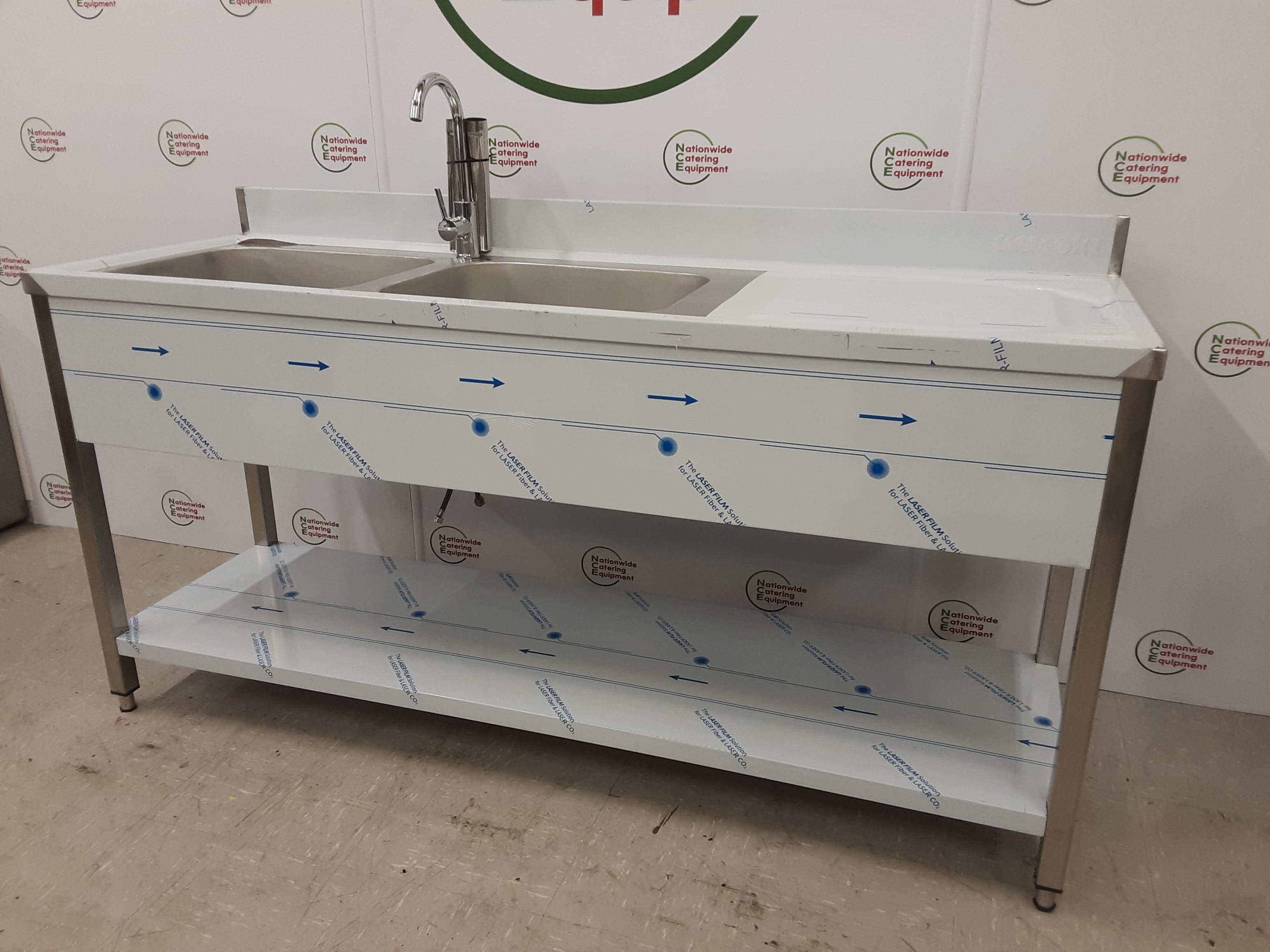Hamoki Stainless Steel Double Sink, Right Hand Drainer, Tap Included, 180x60cm (NCE5487) — image 4