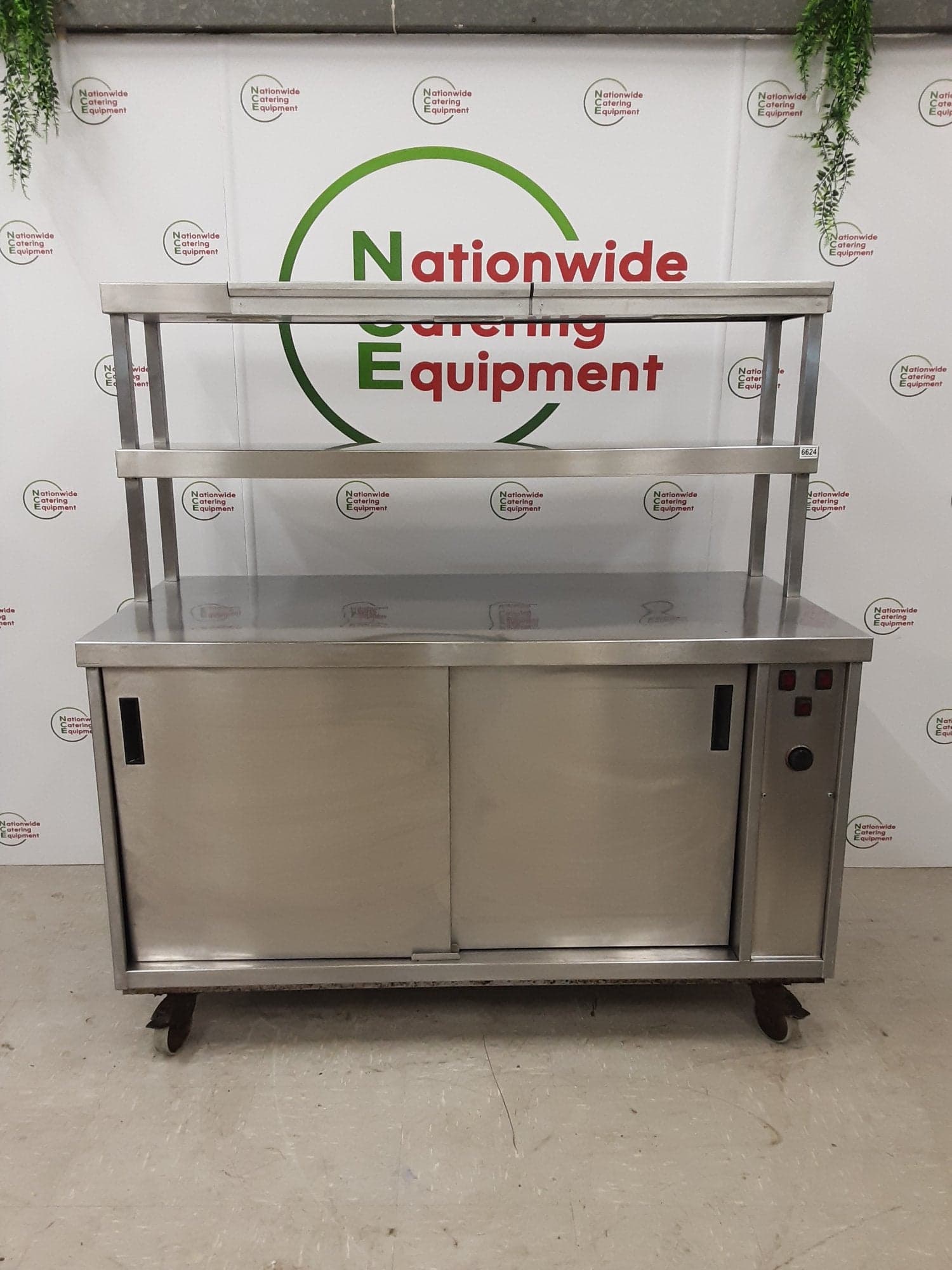 Mobile Hotcupboard With Two Tier Heated Gantry Above, 13amp