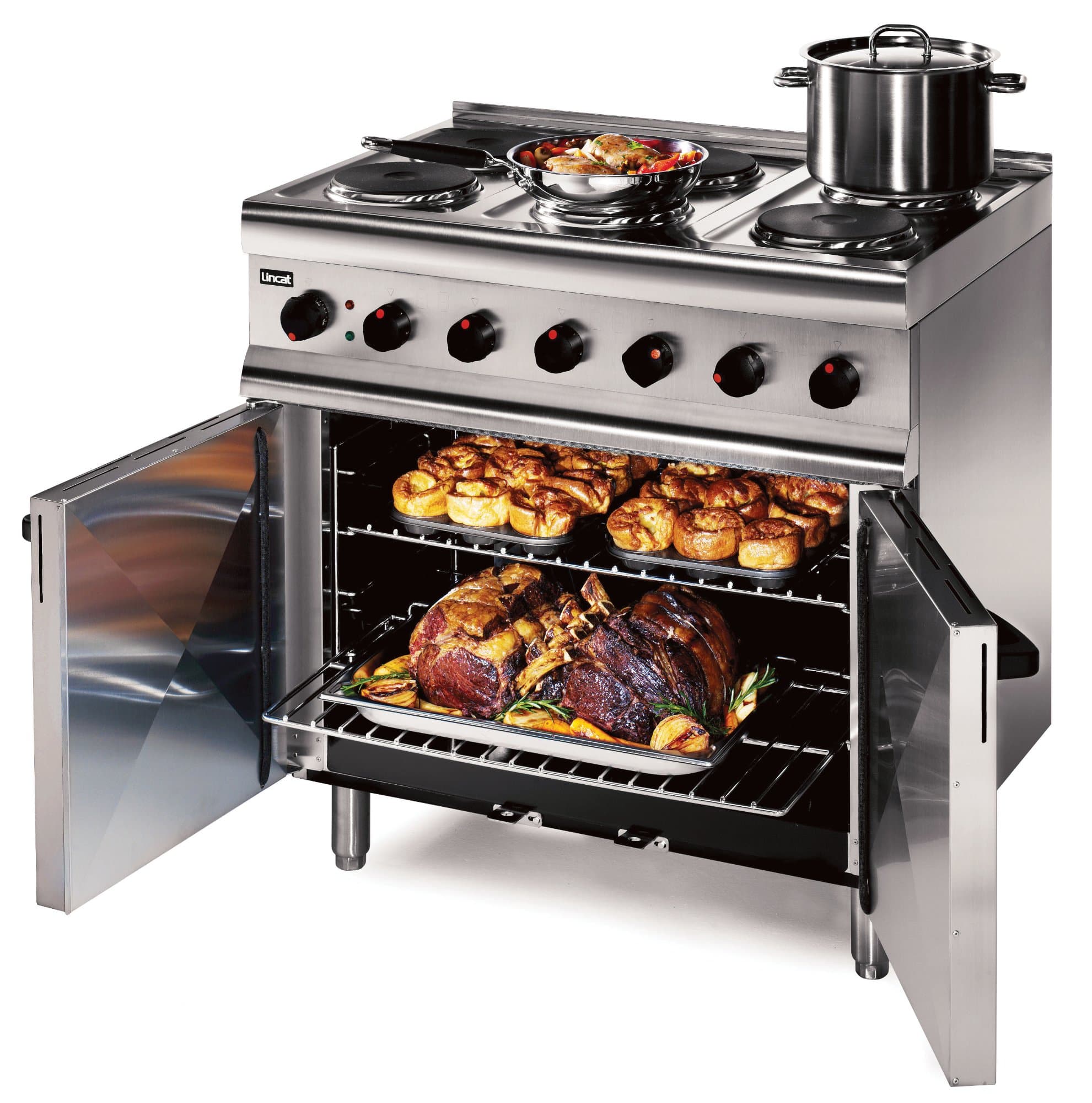 Lincat Silverlink 600 6 Plate Electric Stove & Oven, 13kw/Single Phase, Model- ESLR9C/SPH