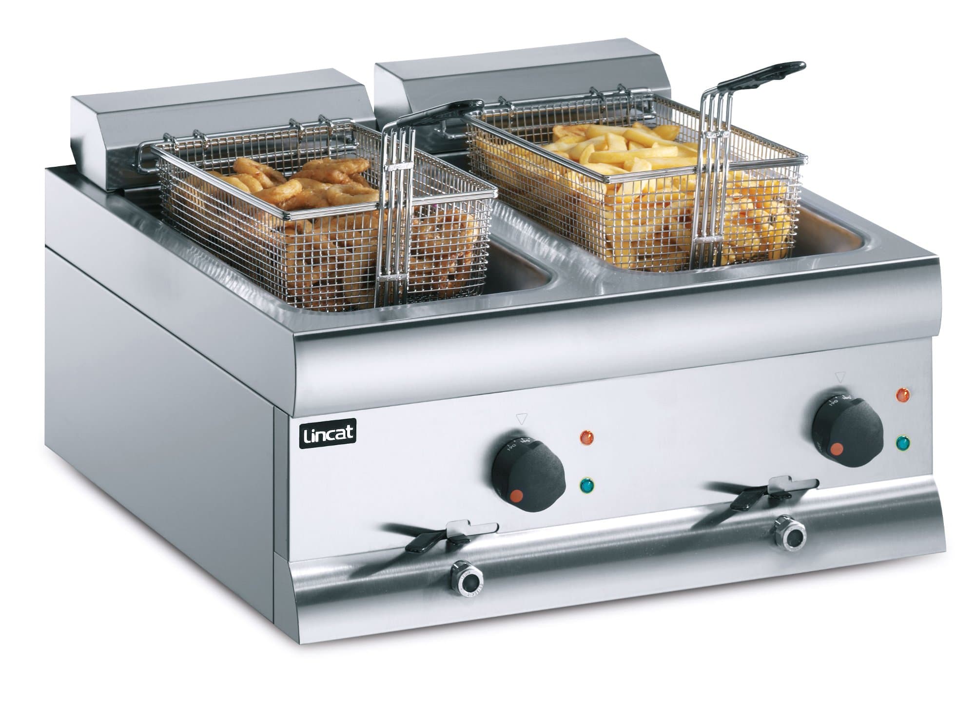 Lincat Silverlink 600 Twin Tank Electric Tabletop Fryer, 2x6kw, Model- DF612