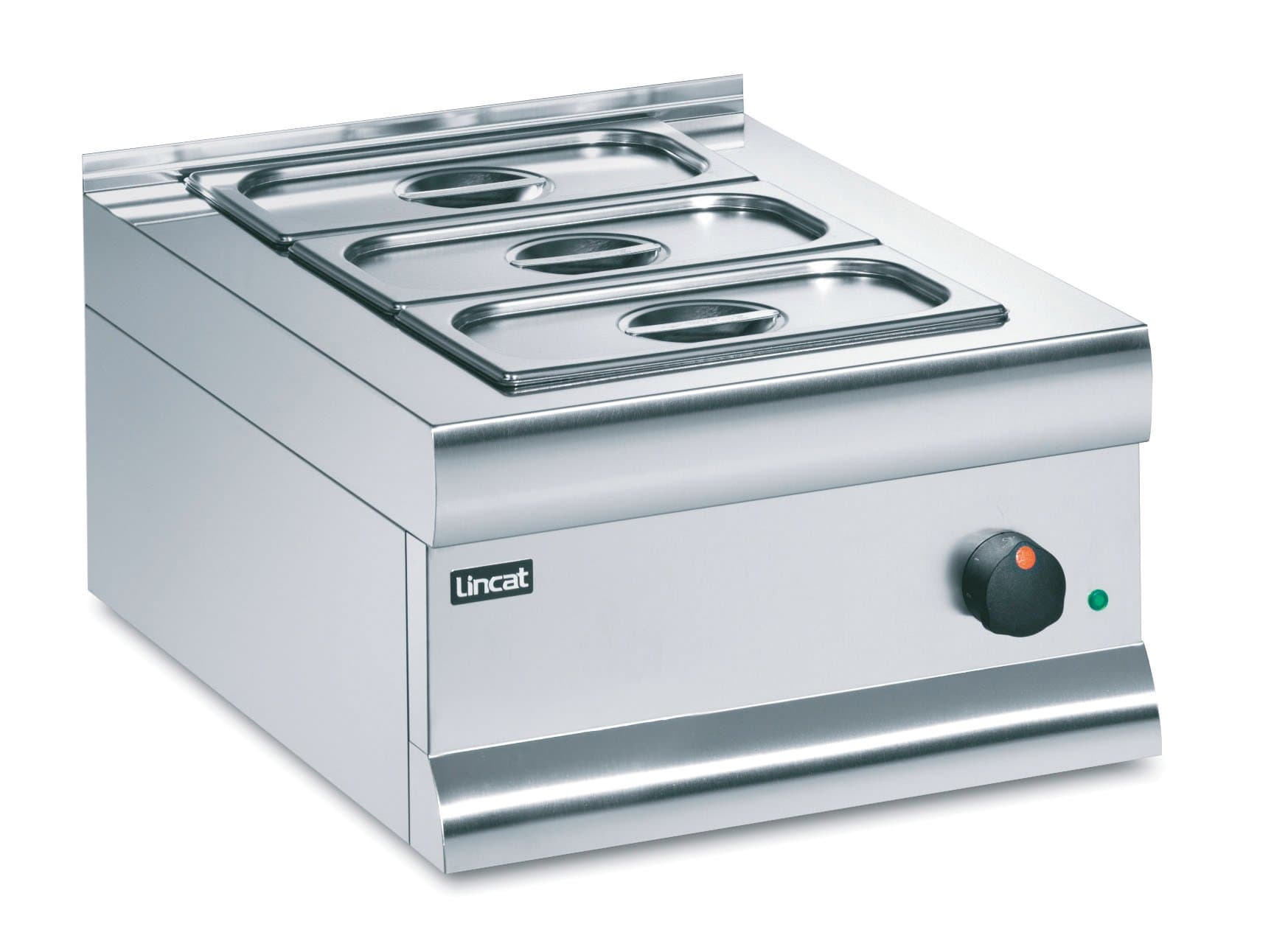 Lincat Silverlink 600 Three Gastronorm Pot Dry Tabletop Bain Marie, 1/3GN Pans Included,  Model- BM4B