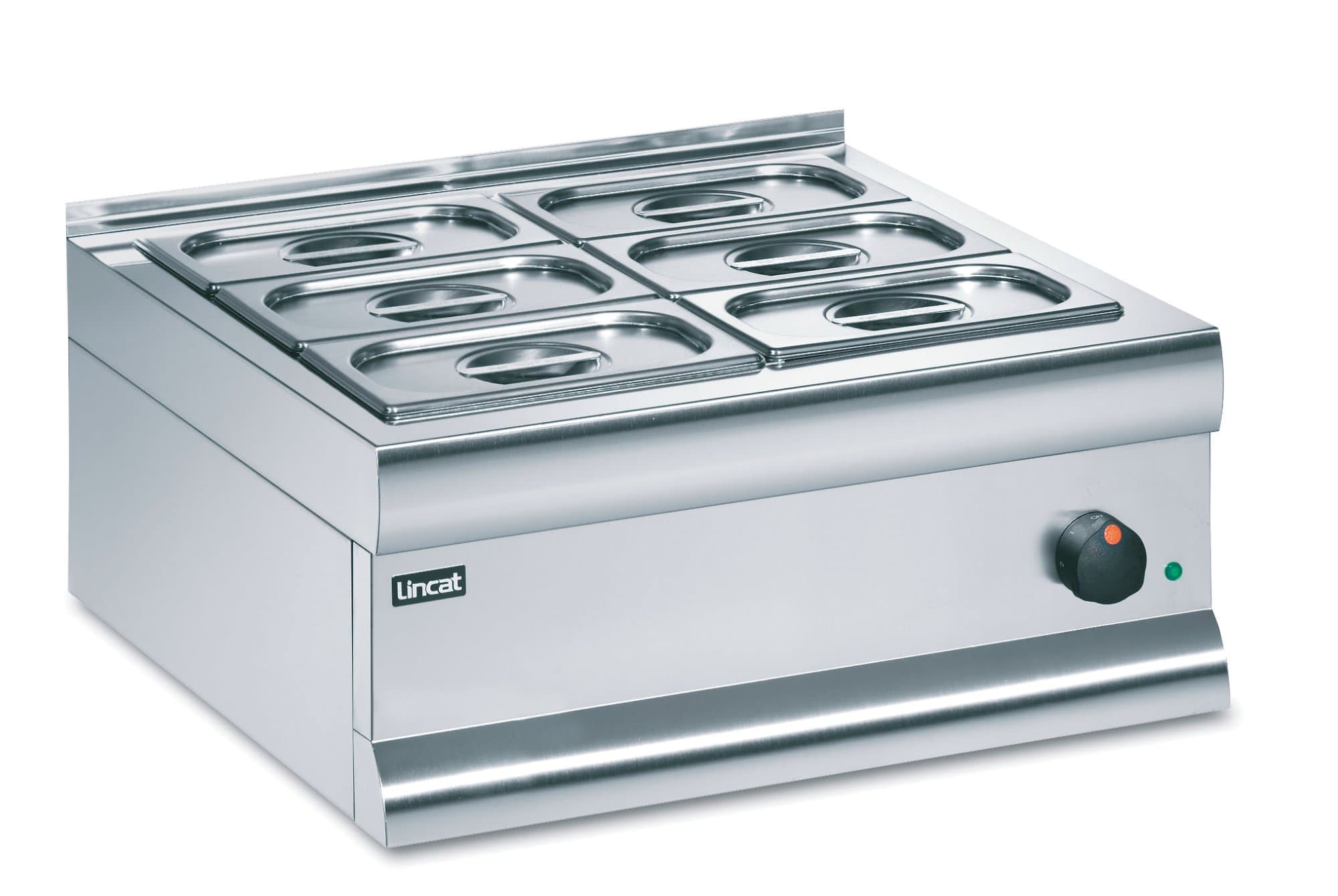 Lincat Silverlink 600 Six Gastronorm Pot Dry Tabletop Bain Marie, 1/4GN Pans Included,  Model- BM6C