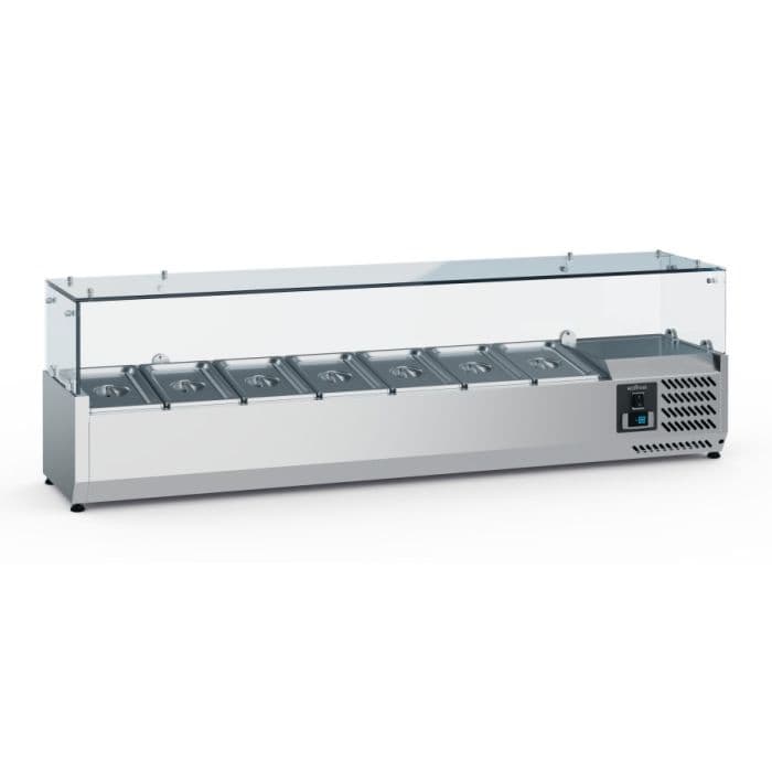 Ecofrost Tabletop Toppings Fridge With Glass Surround. 7x1/4GN / 160cm. Model- 7950.5119. Delivery Included