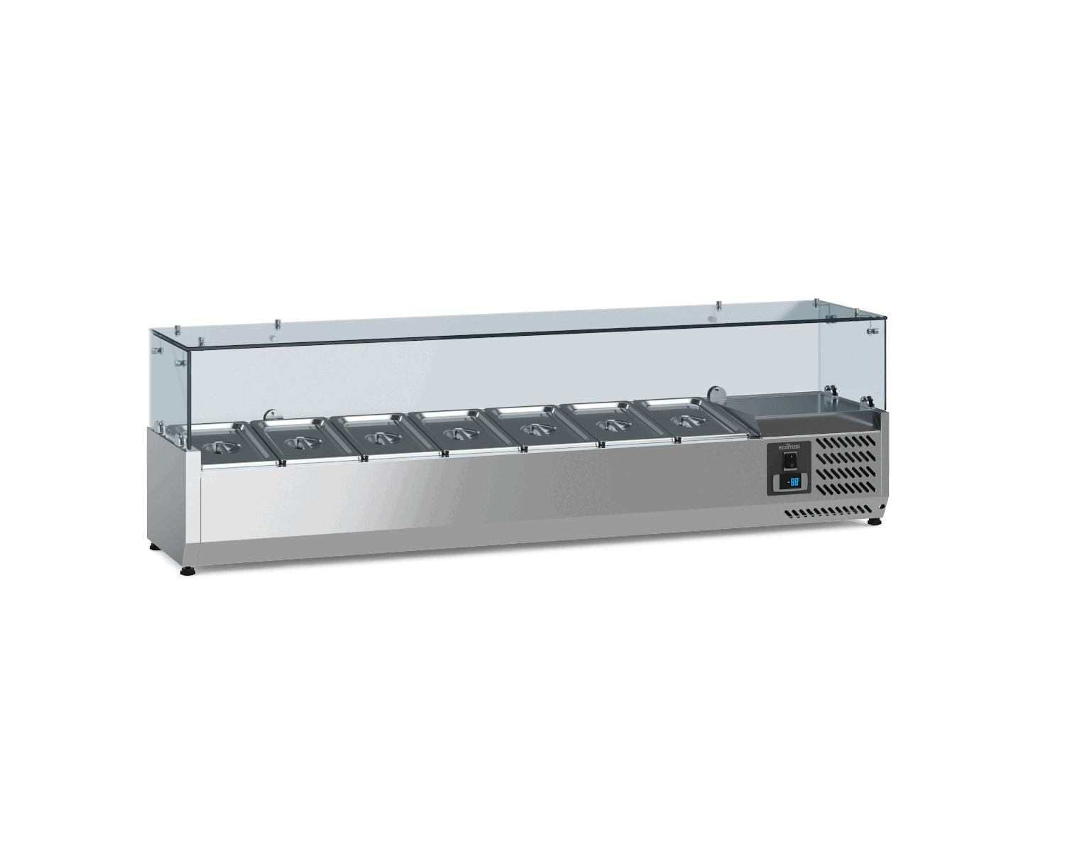 Ecofrost Tabletop Toppings Fridge With Glass Surround. 7x1/4GN / 160cm. Model- 7950.5119. Delivery Included — image 2