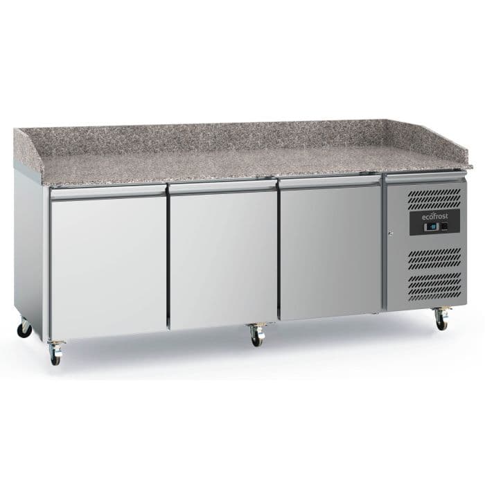 Ecofrost Three Door Granite Worktop Pizza Counter Fridge With Granite Worktop 202cm. Model- 7950.5140 Delivery Included