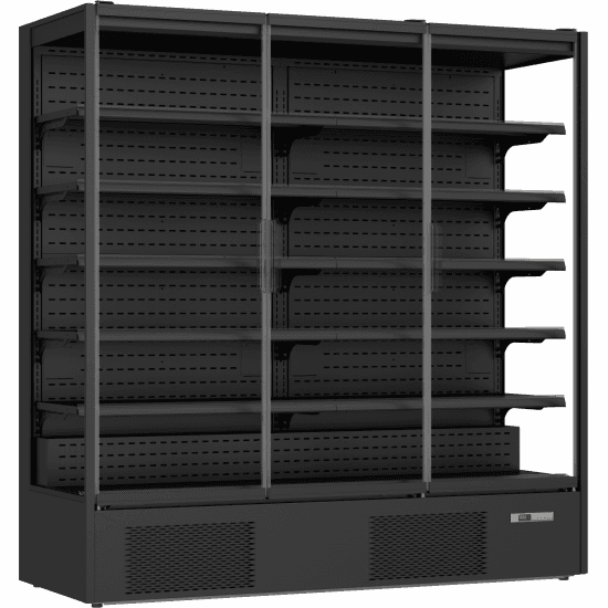 Prodis 194cm/Three Door Panoramic Frameless Glass Door Multideck - Black, Model- XMD1875-P-FGD-K. Delivery Included