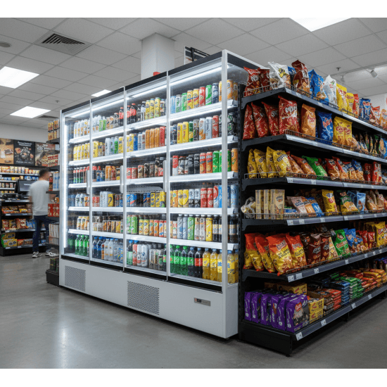 Prodis 257cm/Four Door Panoramic Frameless Glass Door Multideck -White, Model- XMD2500-P-FGD-W. Delivery Included — image 3